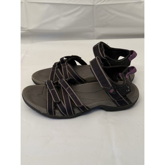 Teva Women’s Tirra Sandal 4266 Shoc Pad Anatomic Footbed Size 7 Black / Purple - Picture 1 of 10